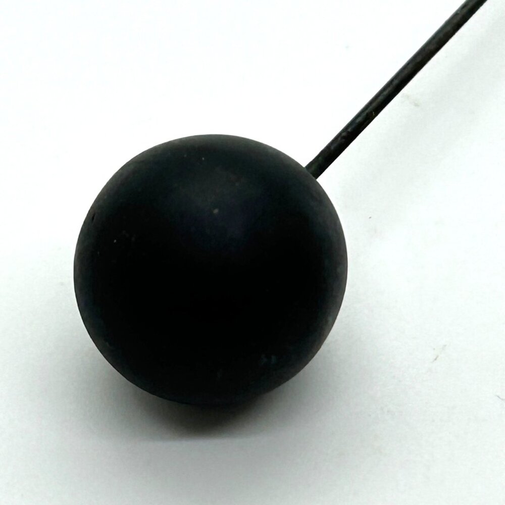 Antique Black Ball Hat Pin Edwardian Millinery Accessory Early 1900s Mourning